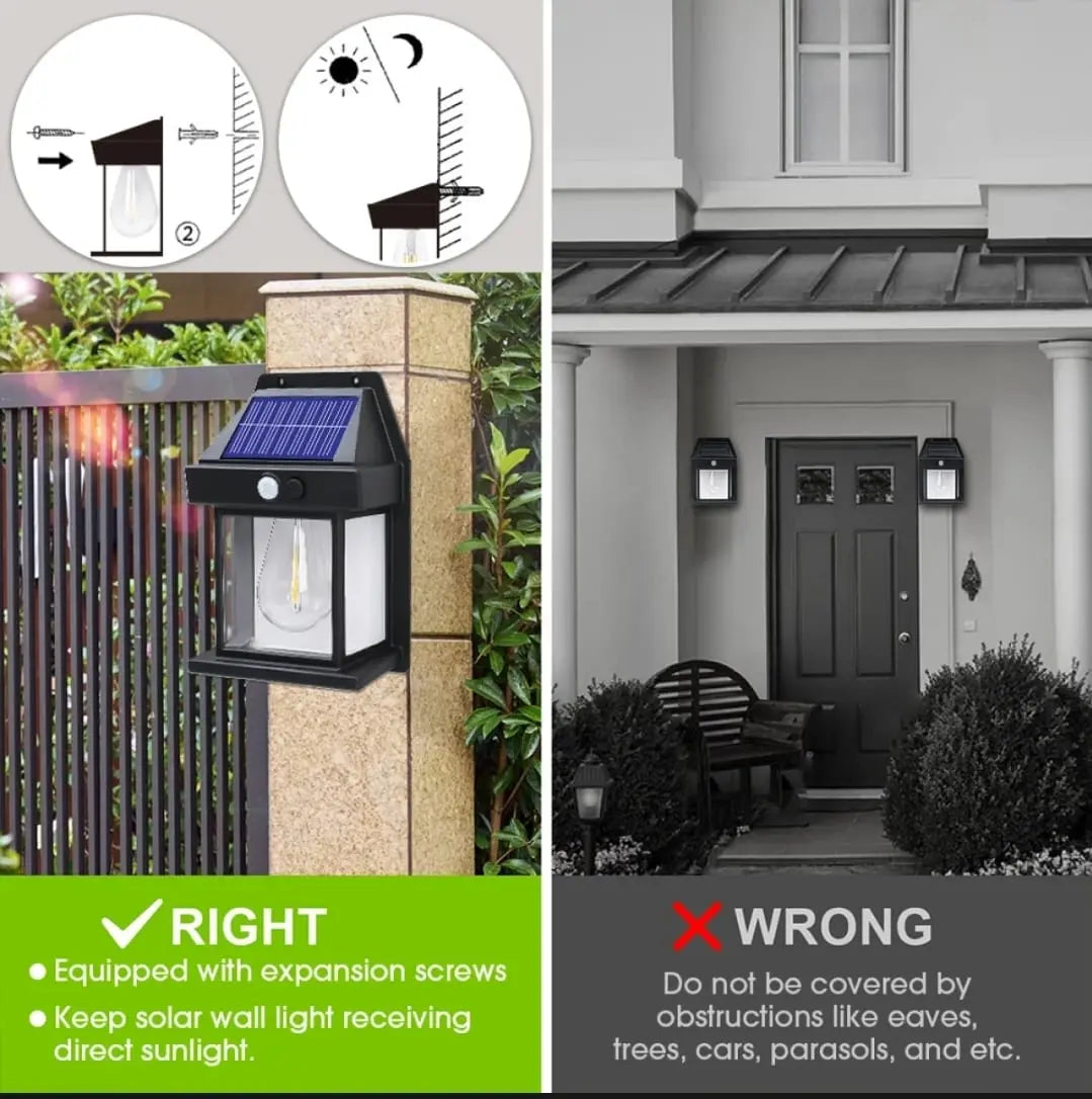 Solar Vintage Motion Sensor Wall Light