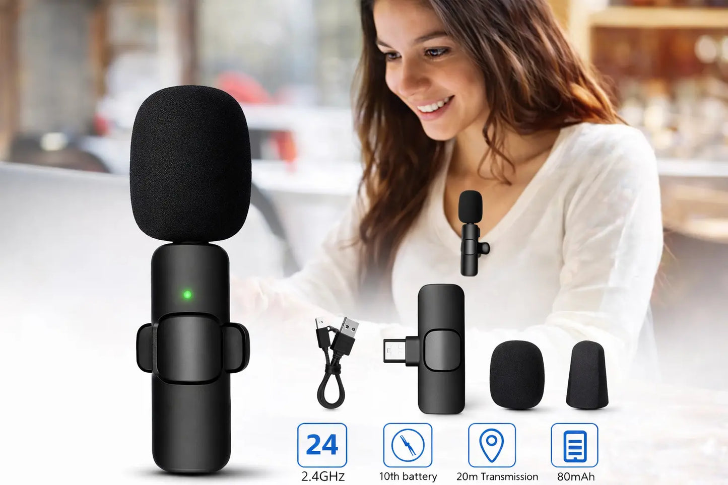 K8 Wireless Collar Mic – Noise Reduction (Type-C).