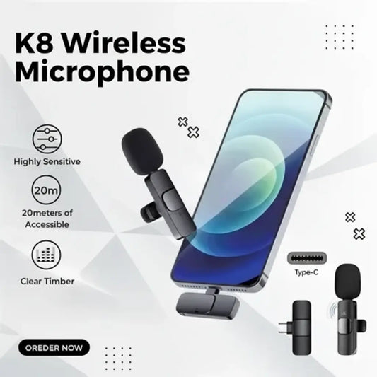 K8 Wireless Collar Mic – Noise Reduction (Type-C).