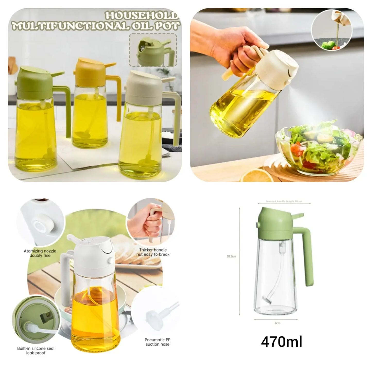 Premium 2-in-1 Dual Function Oil Dispenser & Spray Bottle
