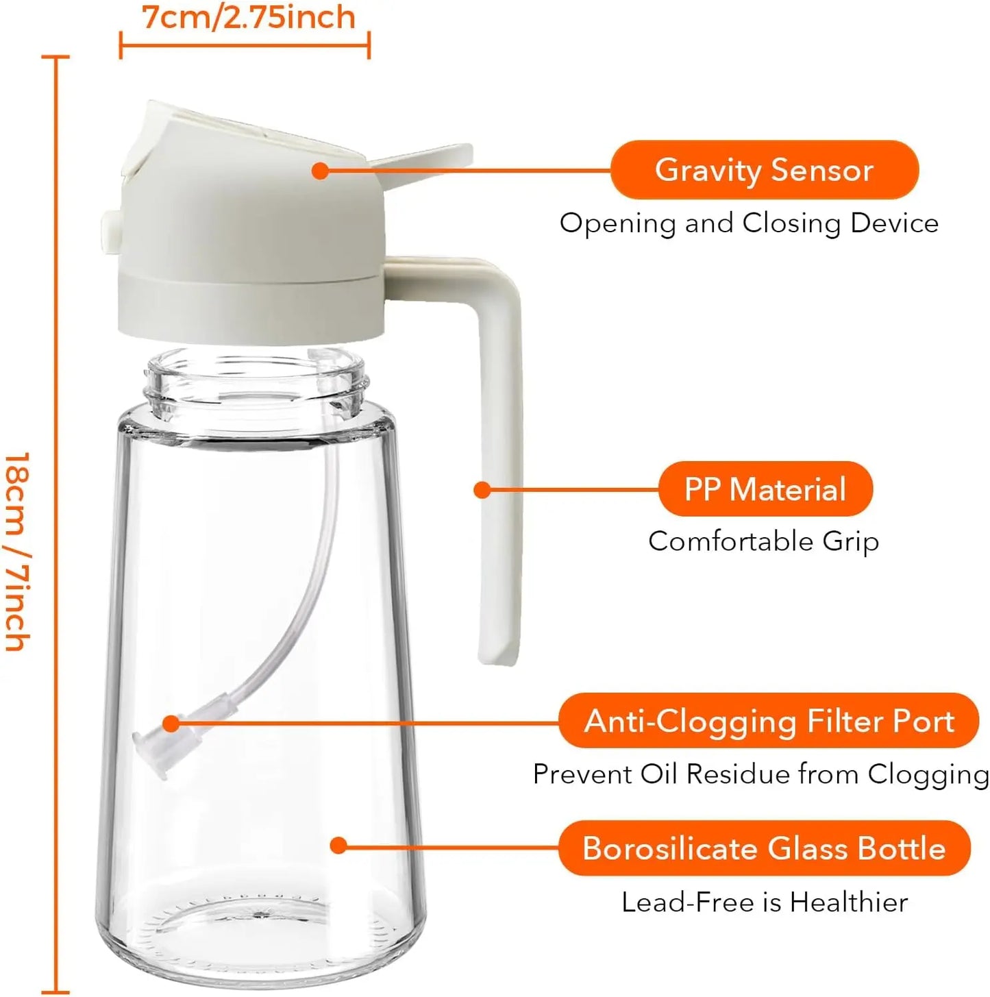 Premium 2-in-1 Dual Function Oil Dispenser & Spray Bottle