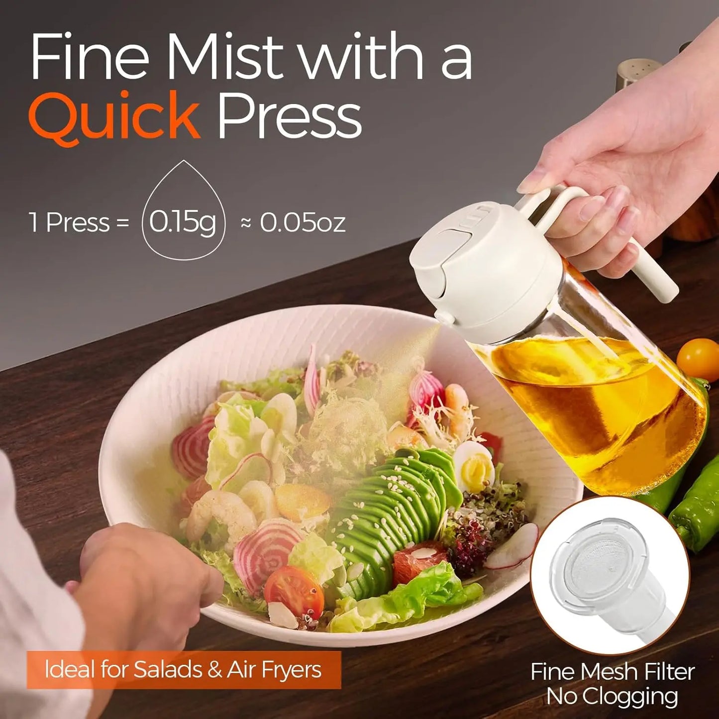 Premium 2-in-1 Dual Function Oil Dispenser & Spray Bottle